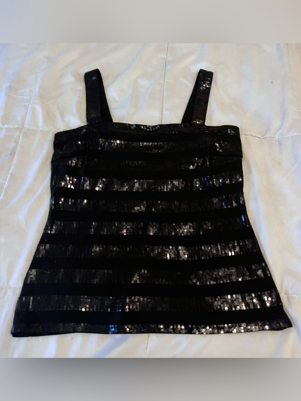 Vintage Cache Black Knit Sequin Striped Sleeveless Top women size m y2k